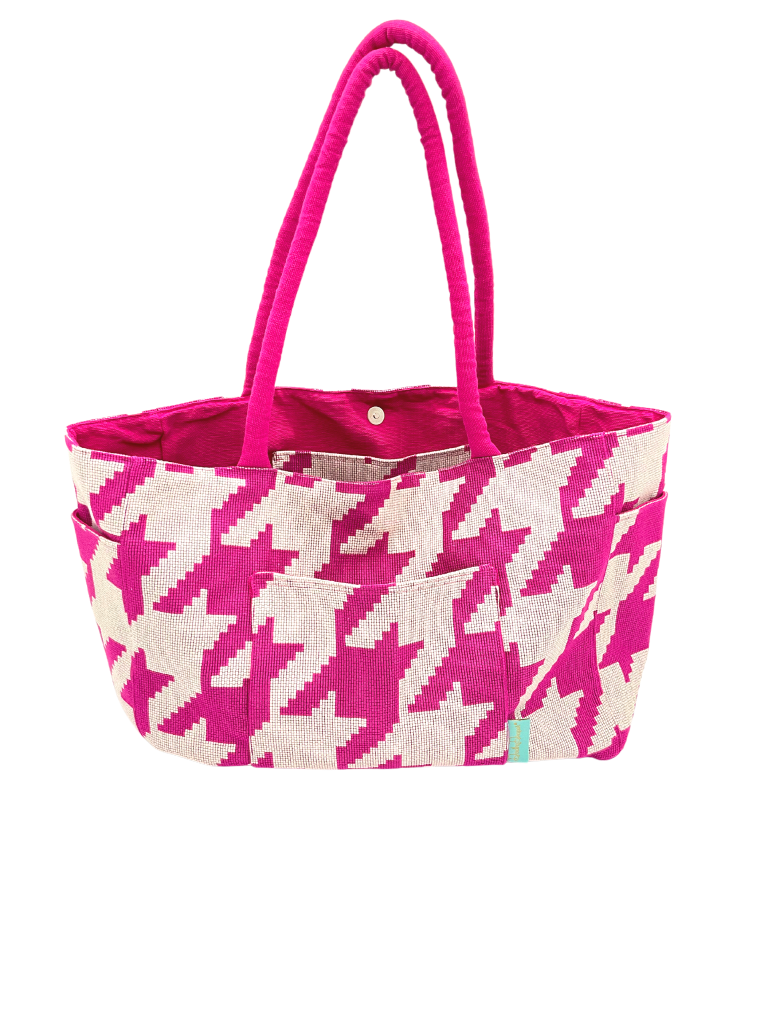 Boulevard Tote in Pink Houndstooth