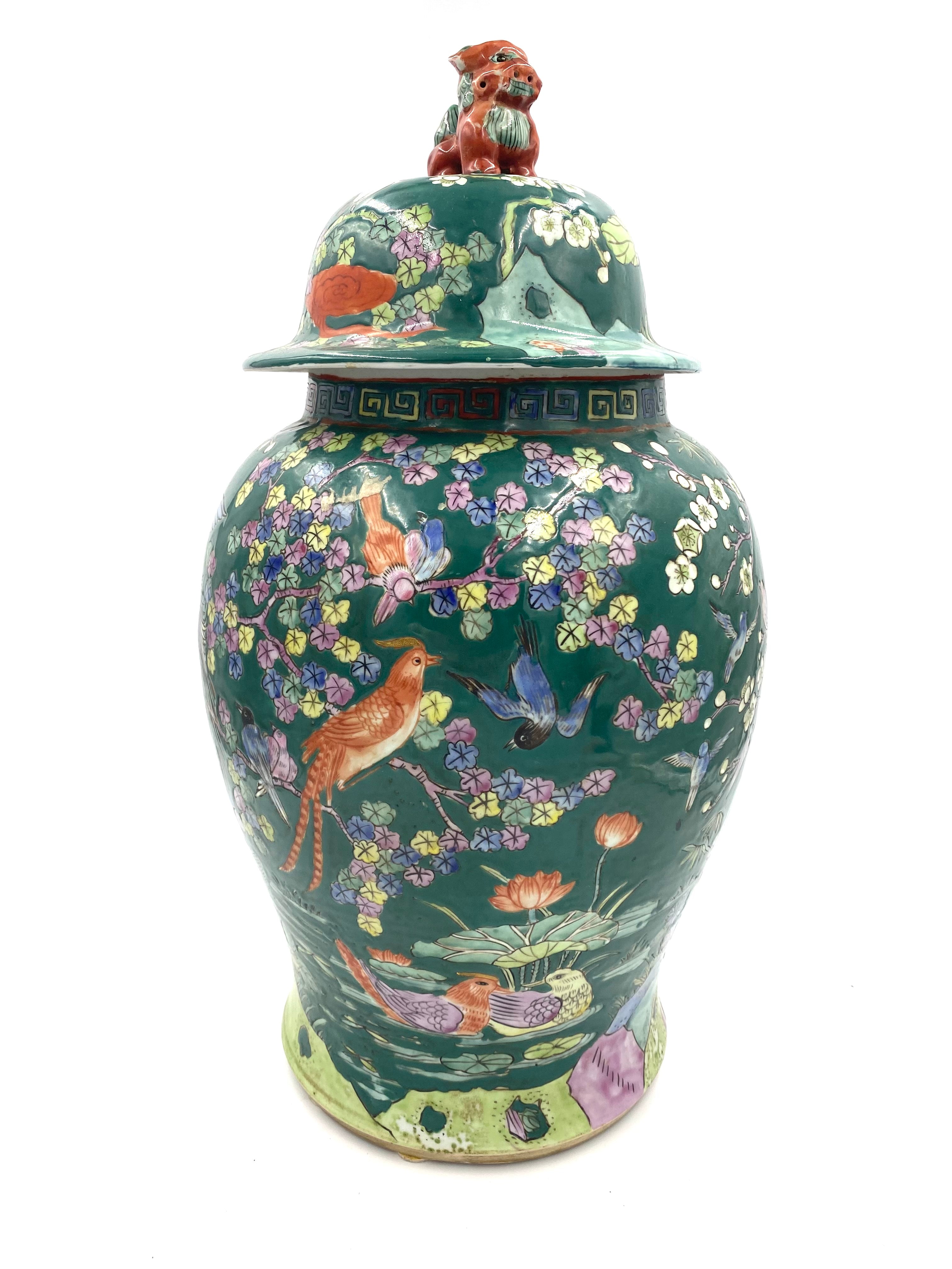 Famille Vert Urn with Lid