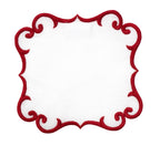 Linen Cocktail Napkins (Set of Four)~ Embroidered Scroll