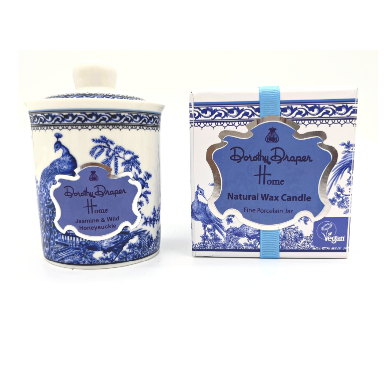 Porcelain Jar Candle-Jasmine and White Honeysuckle