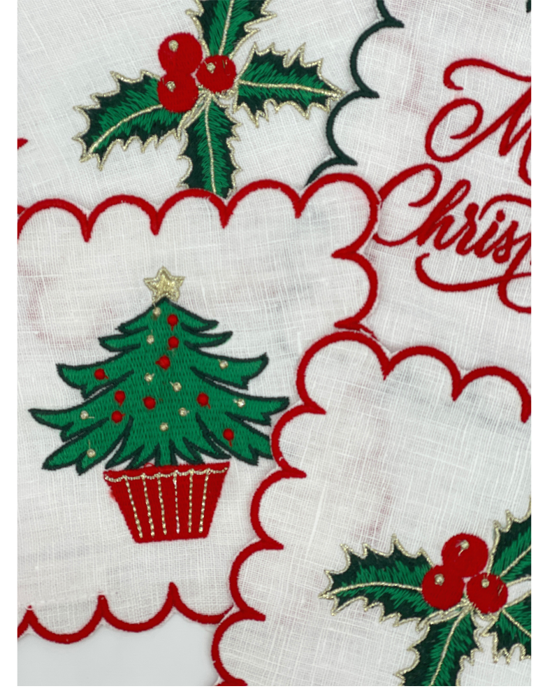 Embroidered Holiday Cocktail Napkins (set of six)