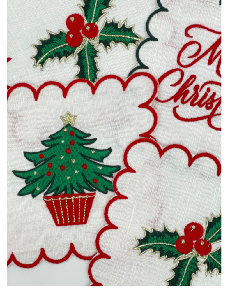 Embroidered Holiday Cocktail Napkin (set of 4)