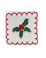 Embroidered Holiday Cocktail Napkin (set of 4)