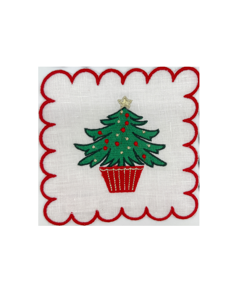 Embroidered Holiday Cocktail Napkin (set of 4)