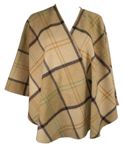 Luxurious Lambswool Cape - Sable Plaid