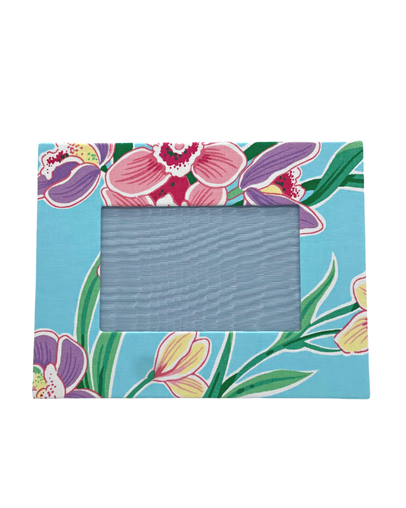 Draper Fabric Picture Frame - Cymbidium Orchid - Aqua