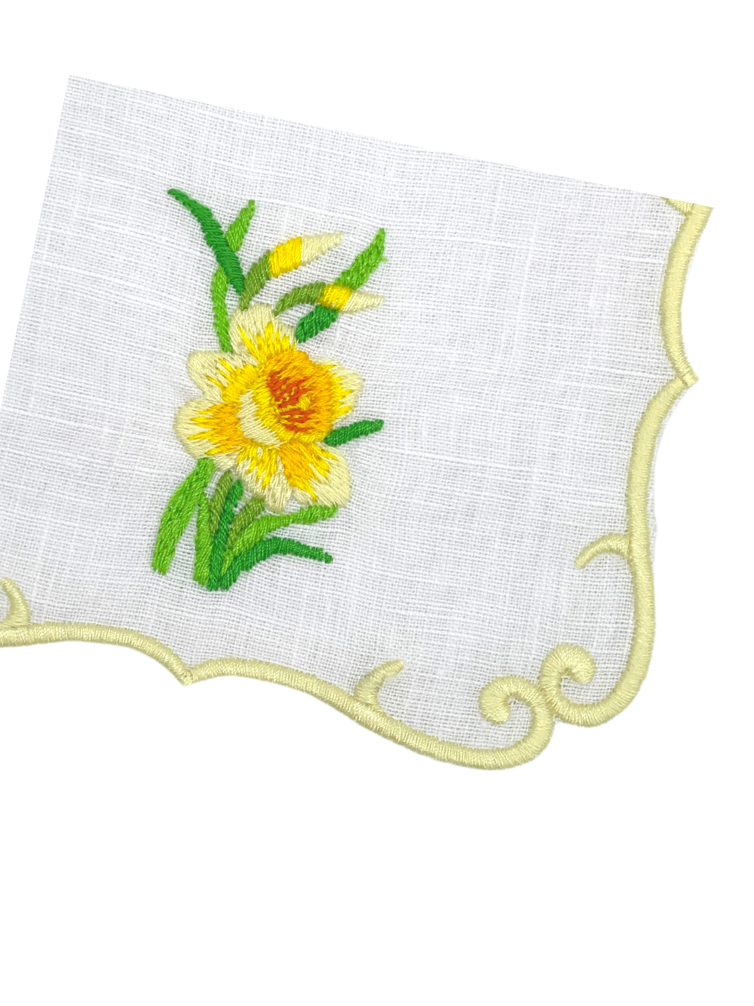 Linen Cocktail Napkins (Set of Four)~Yellow Daffodil