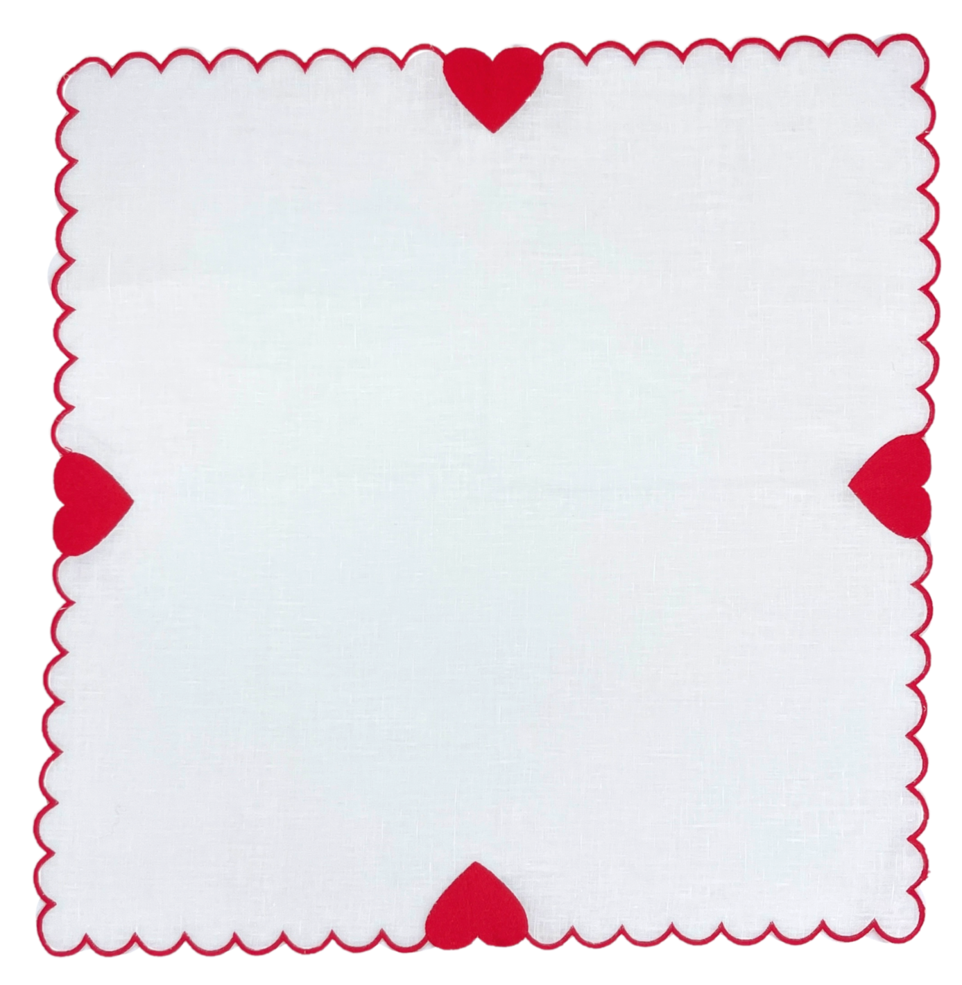 Linen Dinner Napkin (Set of four) ~ Red hearts