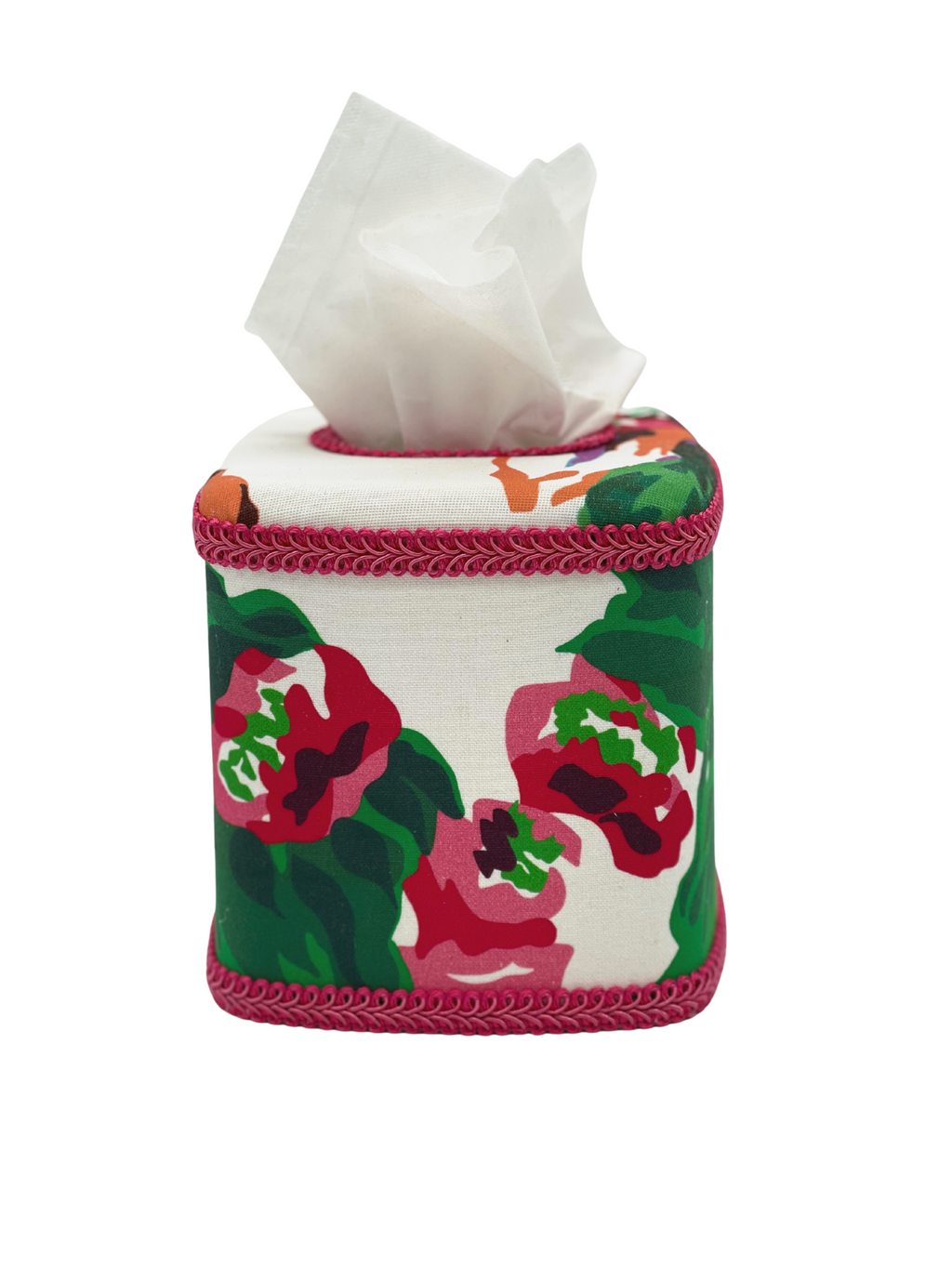 Draper Fabric Tissue Holder - Fazenda Lily Red