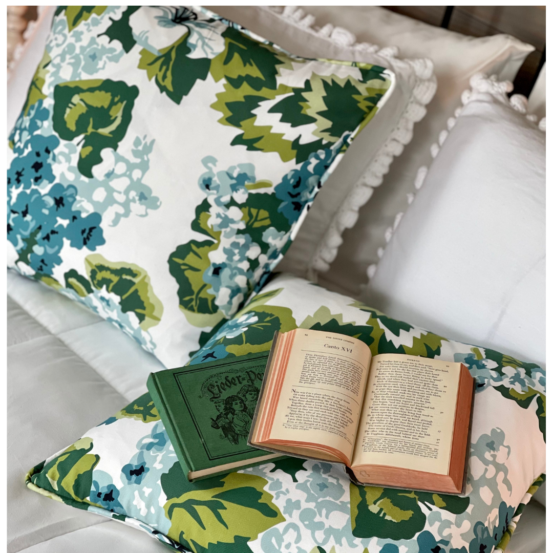Lanai Geranium Throw Pillow - White