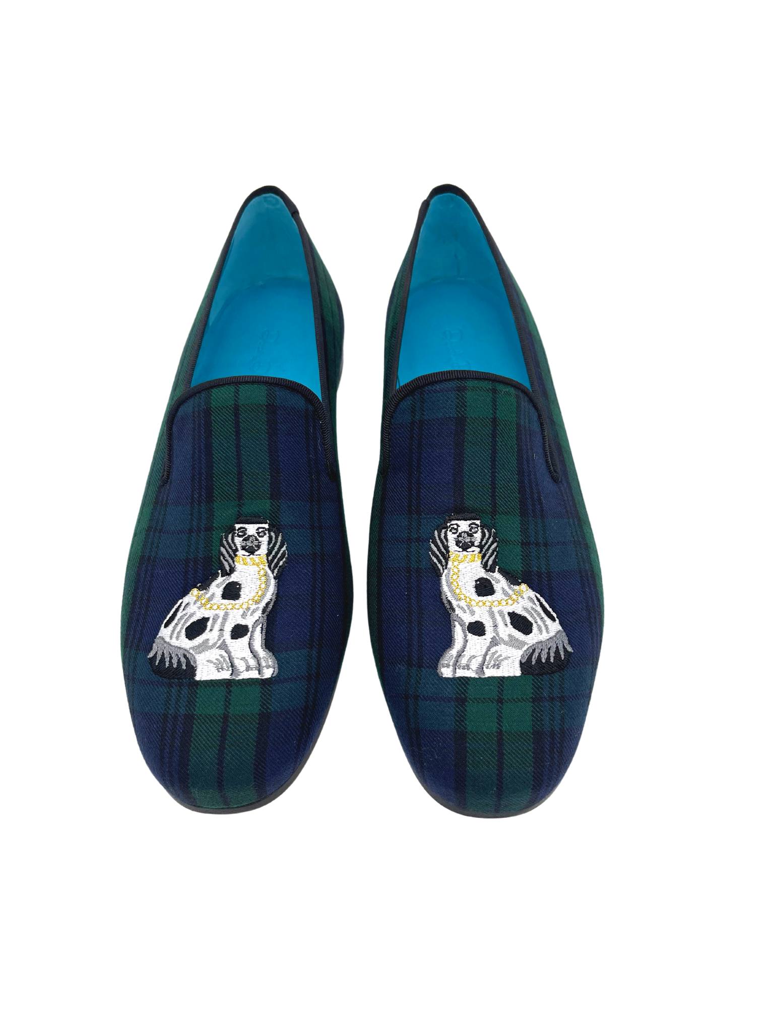 Mens Loafers~Staffordshire Dog on Blackwatch Wool Plaid