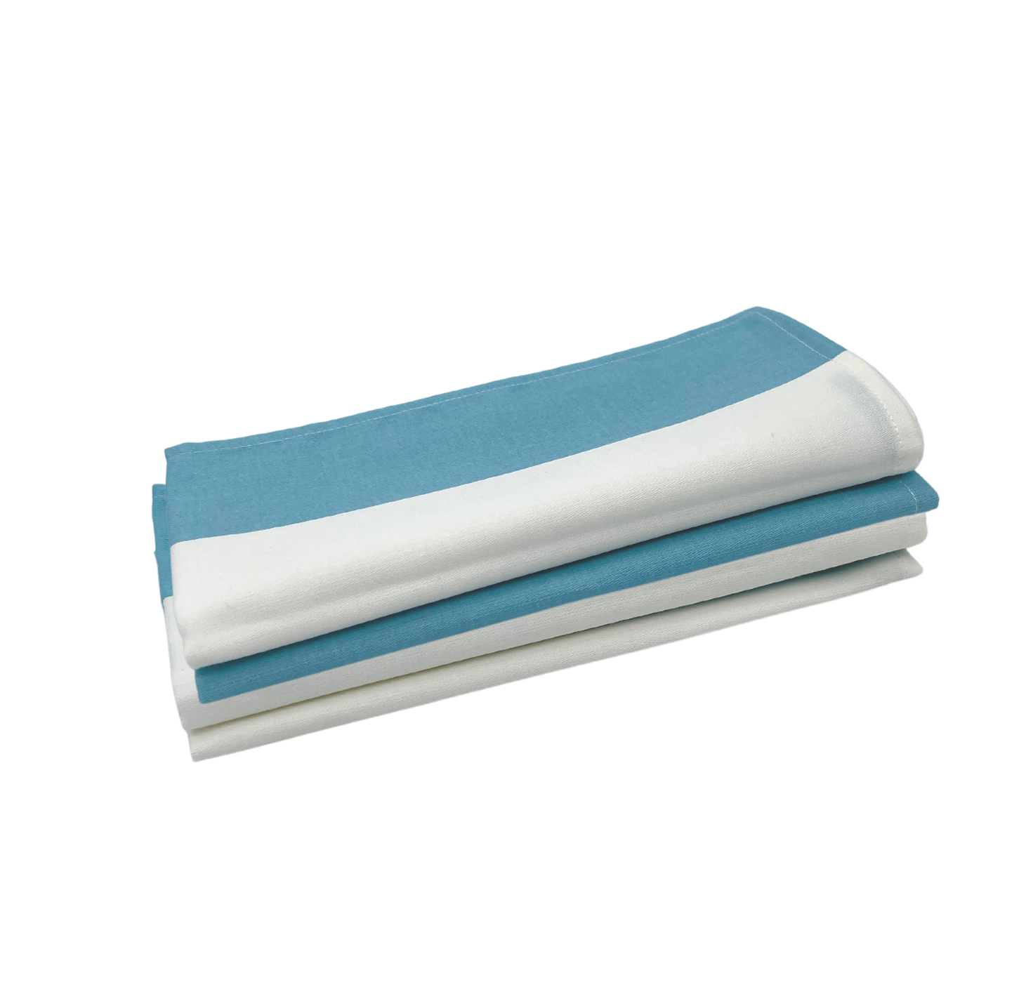 Set of Four Dinner Napkins - Draper Stripe Aqua Blue