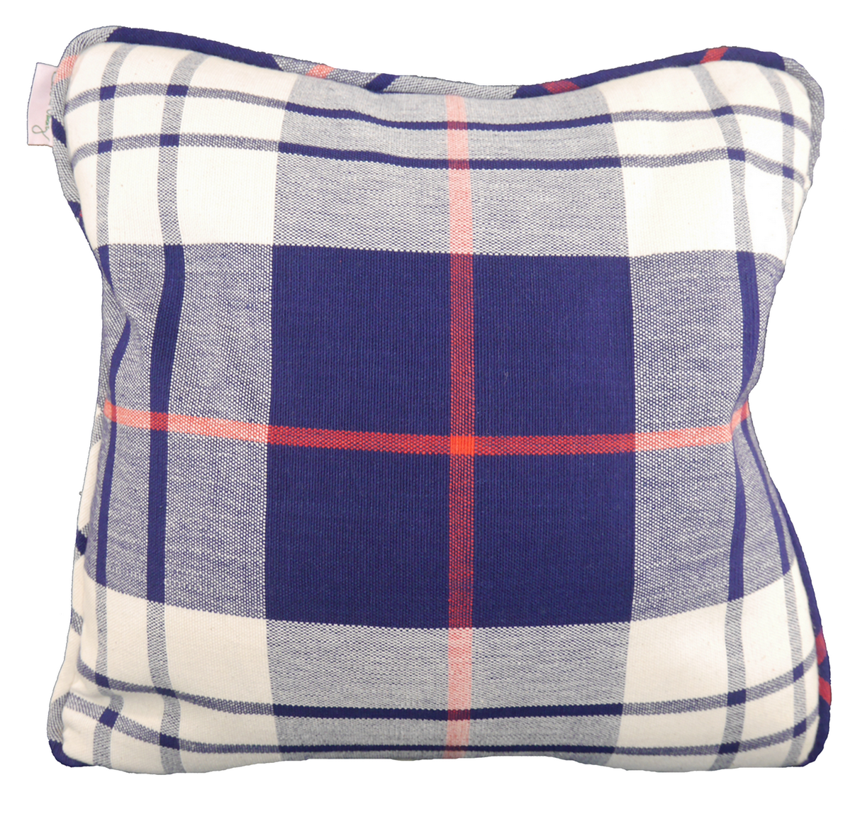 Saunders Check Navy & Red Throw Pillow Cover - Carleton Varney