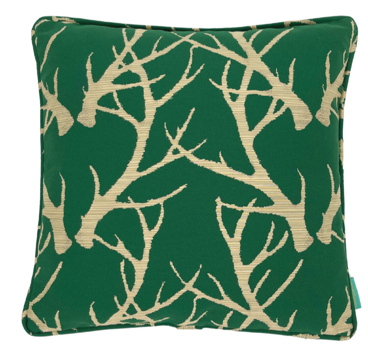 Antlers Throw Pillow - Green Antler
