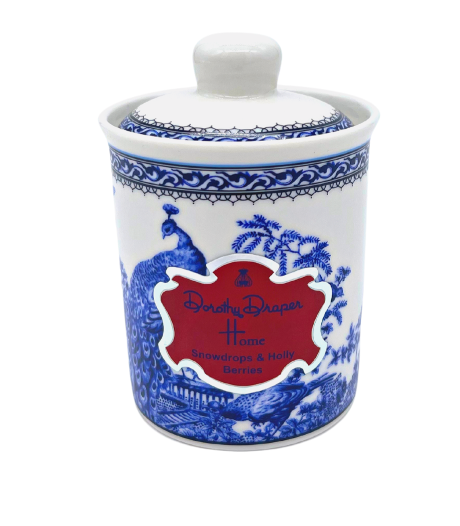 Porcelain Jar With Vegan Wax Candle - Snowdrops and Hollyberry