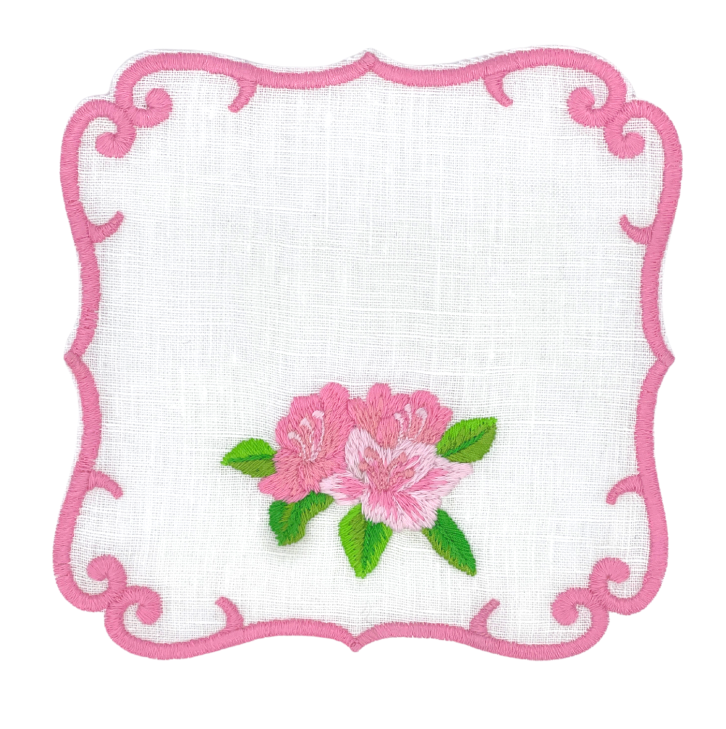 Linen Cocktail Napkins (Set of Four) ~ Pink Rhododendron