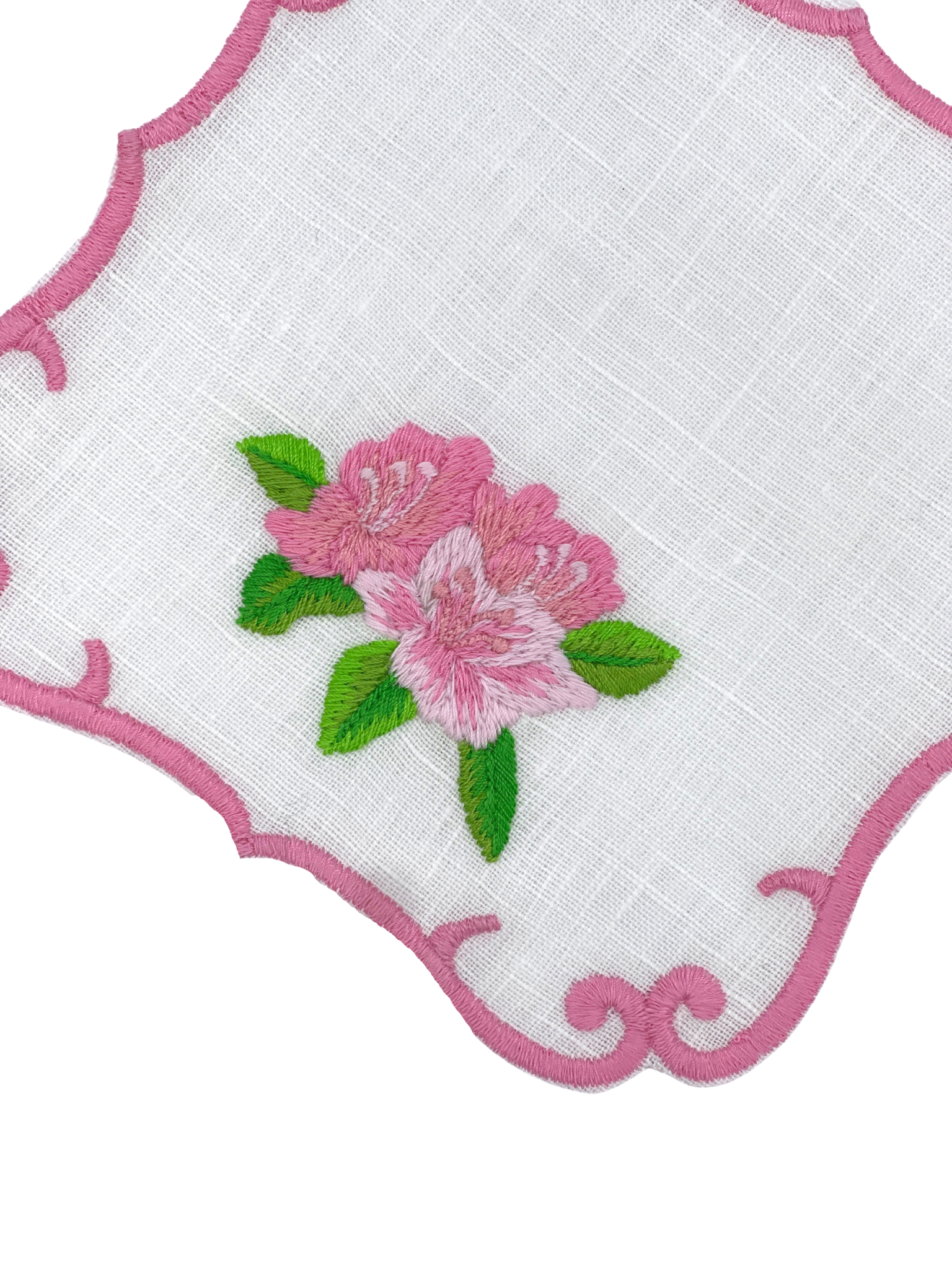 Linen Cocktail Napkins (Set of Four) ~ Pink Rhododendron