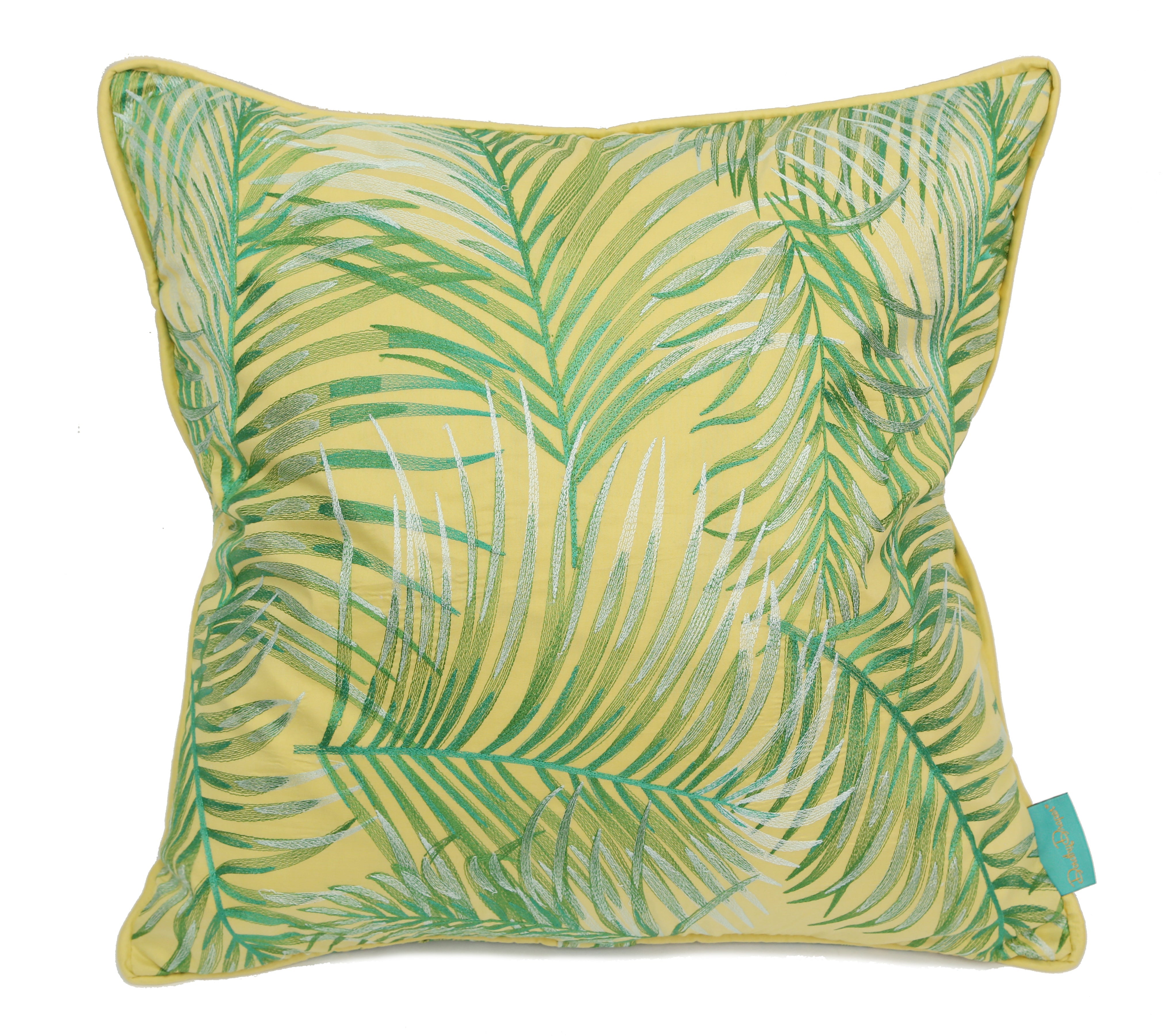 Robellini Silk Embroidered Throw Pillow Cover - Yellow - Carleton Varney