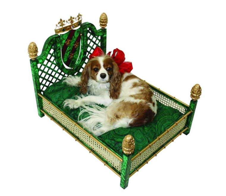 Faux Malachite Iron Lattice & Rattan Pet Bed