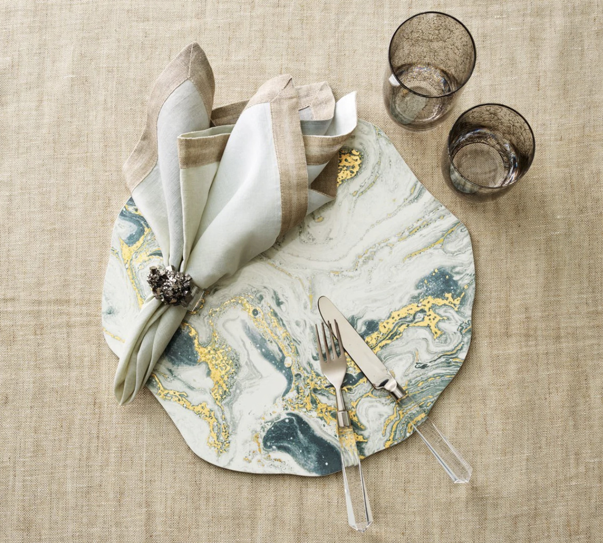 Placemat~Ivory, Gold and Silver