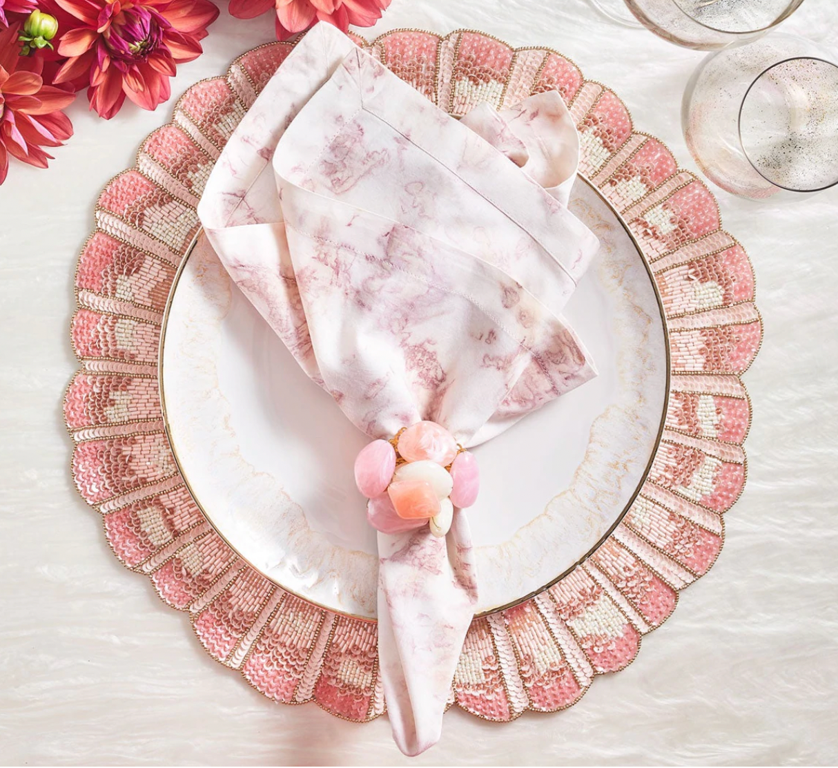 Napkin Ring~Pink Stone Cluster