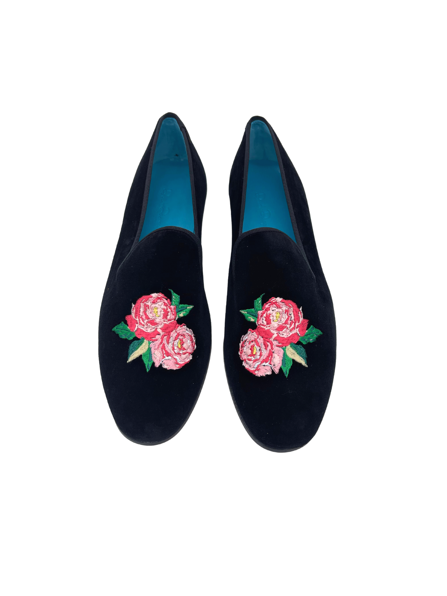 Dorothy Draper Rose Shoes, Velvet w/ black grosgrain trim