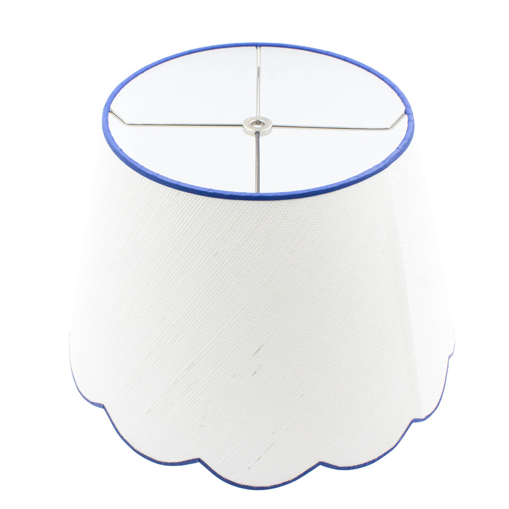 Scalloped Lampshade - White with Navy Trim