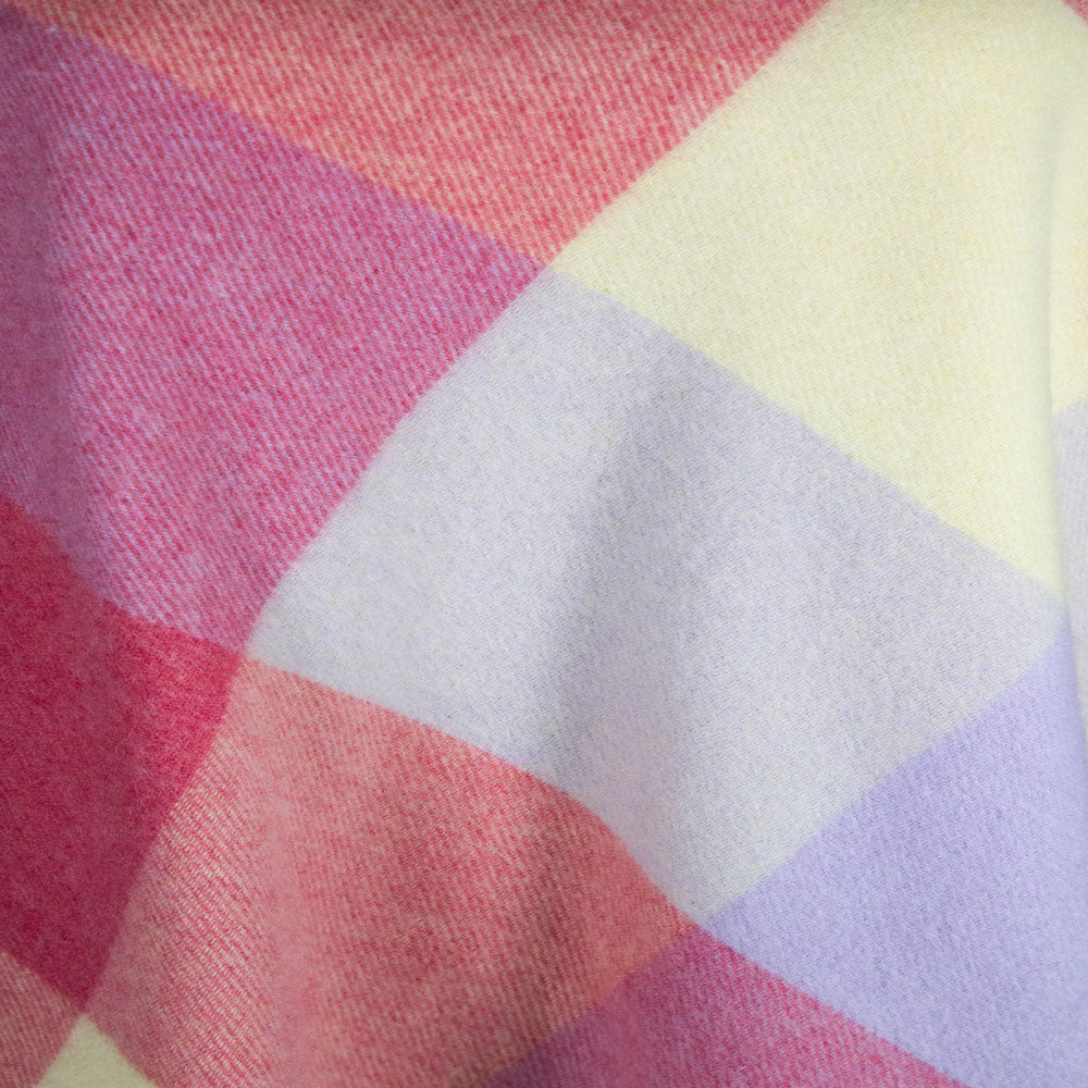 Luxurious Lambswool Cape - Pink/ Gray/ Yellow