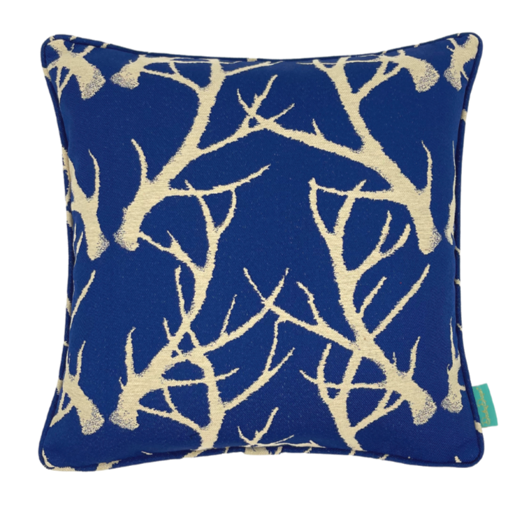 Antlers Throw Pillow - Blue Antler