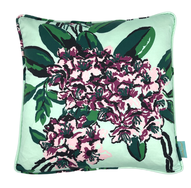 Rhododendron Throw Pillow - Mint