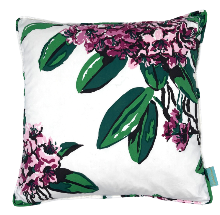 Rhododendron Throw Pillow - White