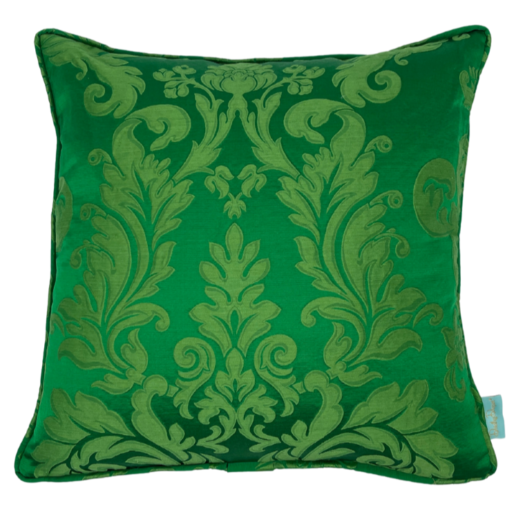 Hampshire Silk Damask Throw Pillow - Emerald