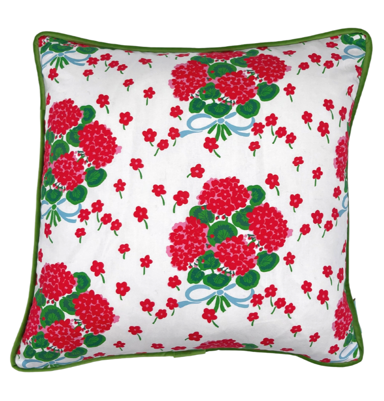 Ribbon Geranium Throw Pillow