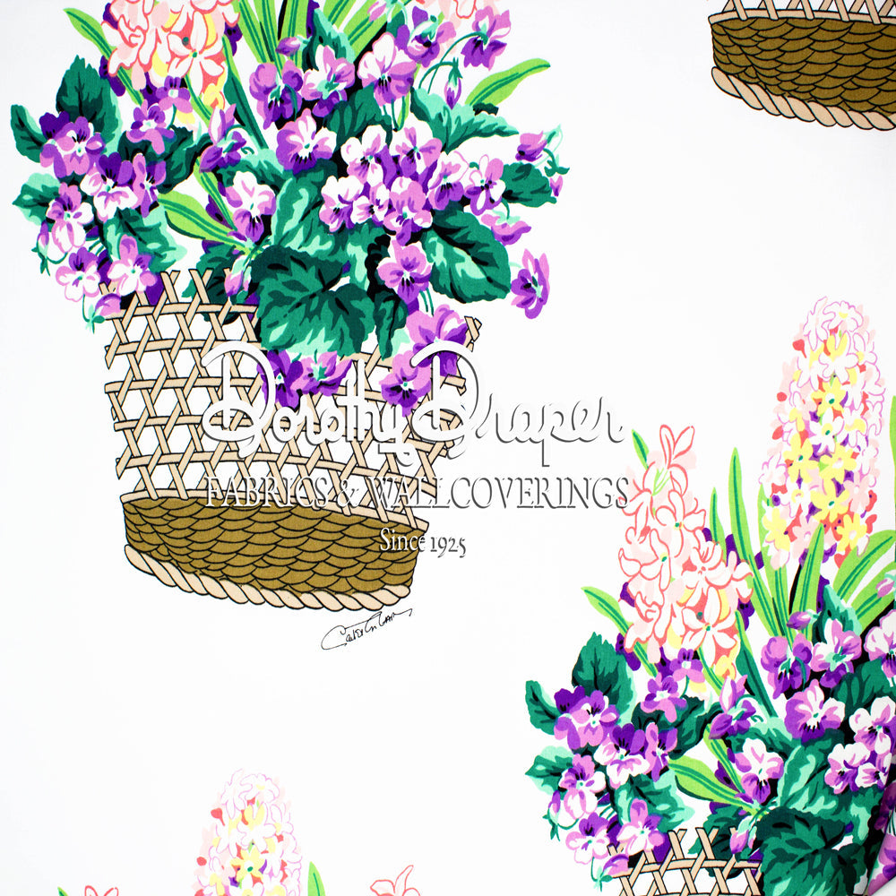 Basket of Flowers Purple & Yellow Fabric