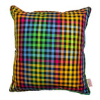 Beverly Hills Check Silk Taffeta Throw Pillow - Black