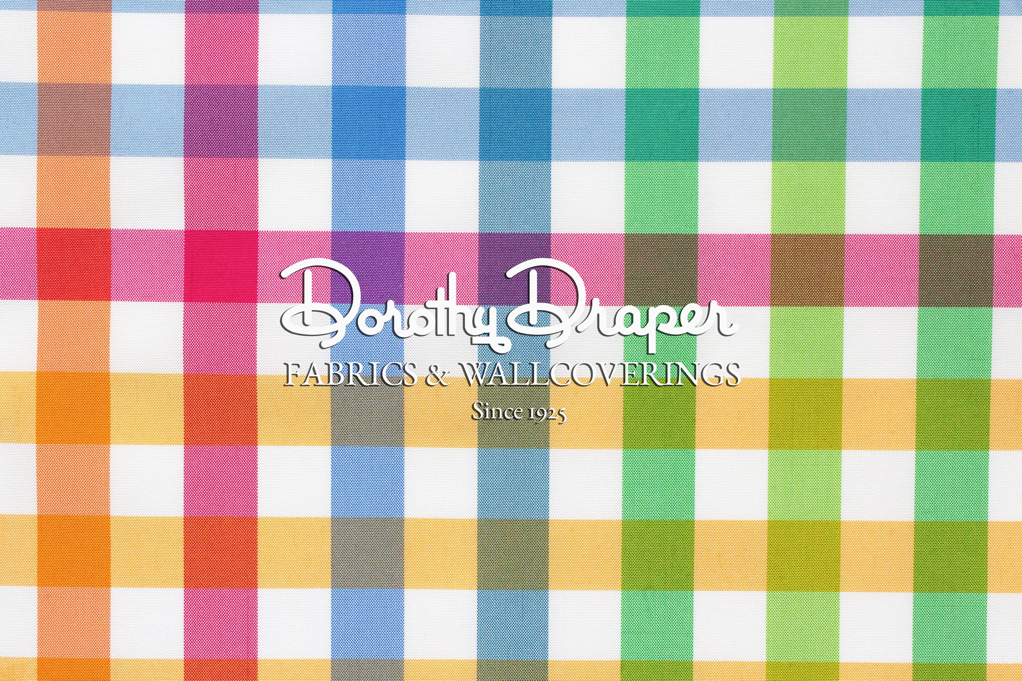 Beverly Hills Check Taffeta Silk White Fabric