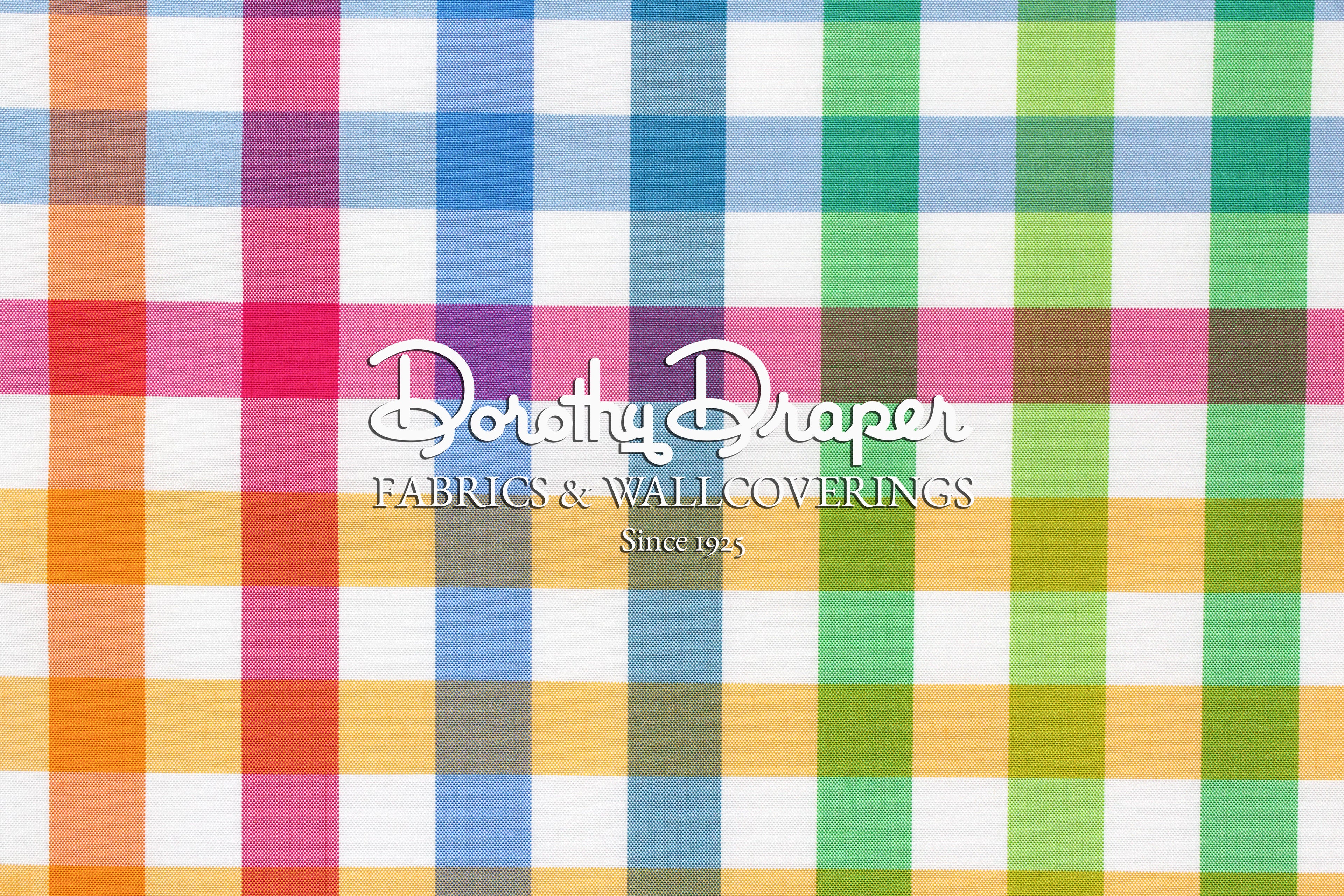 Beverly Hills Check Taffeta Silk White Fabric