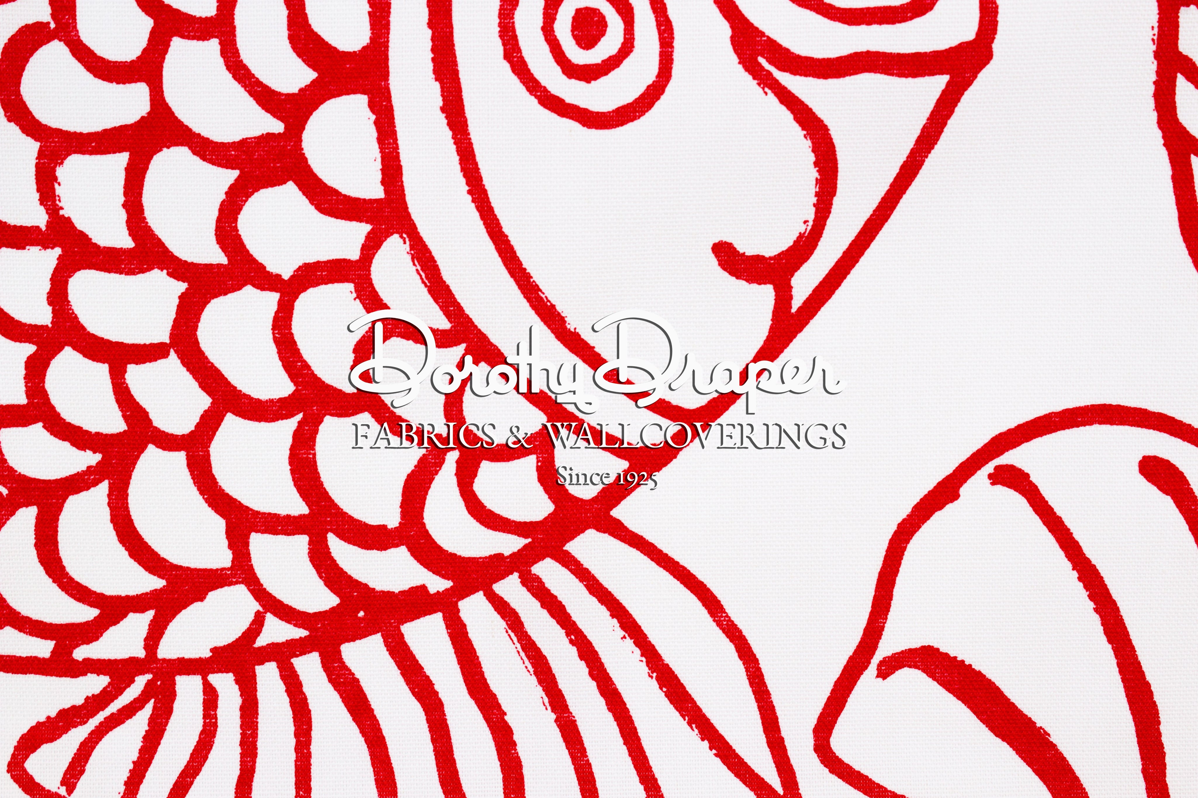 Big Fish Red & White Fabric