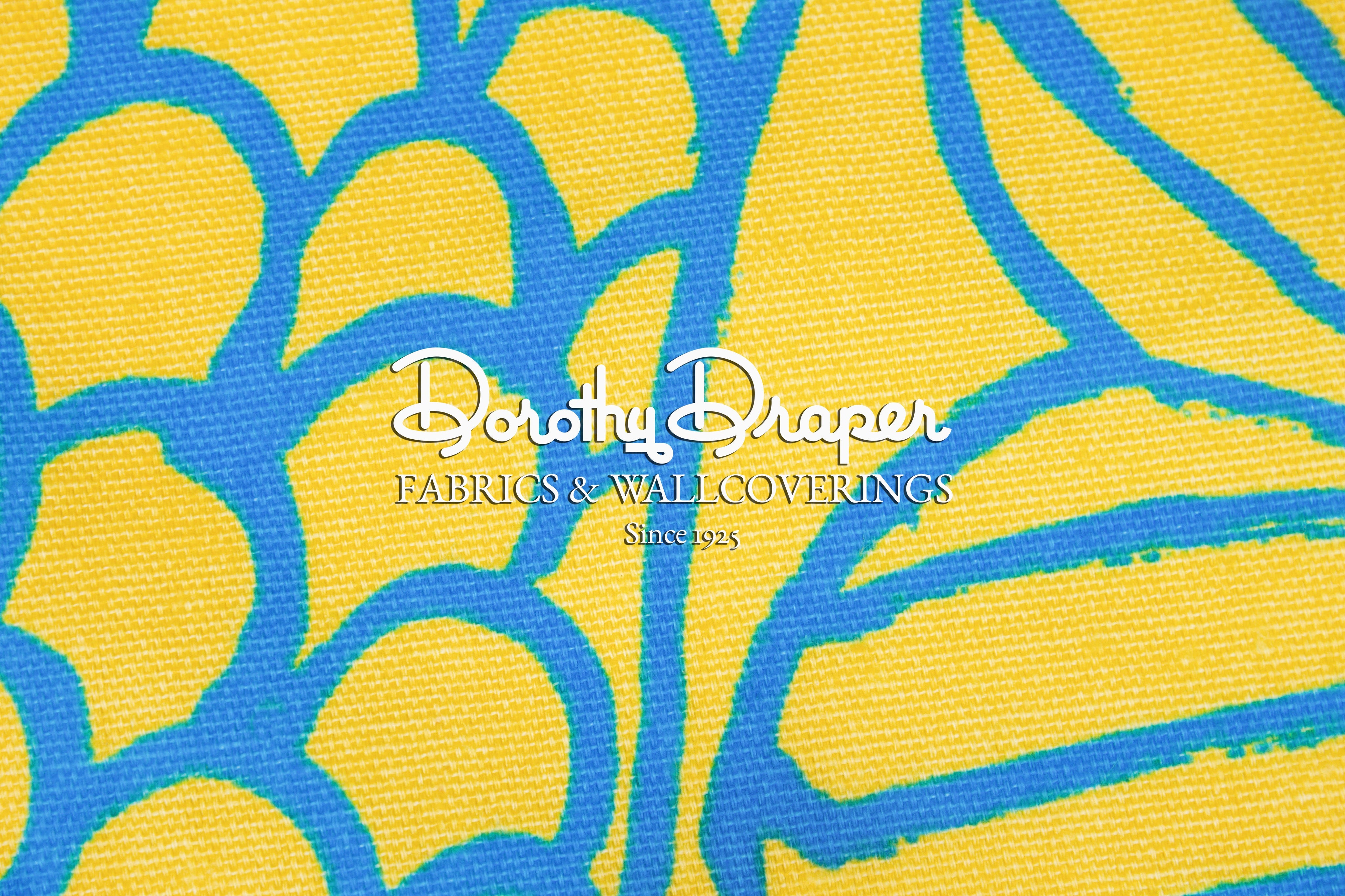 Big Fish Aqua & Yellow Fabric – Dorothy Draper Home