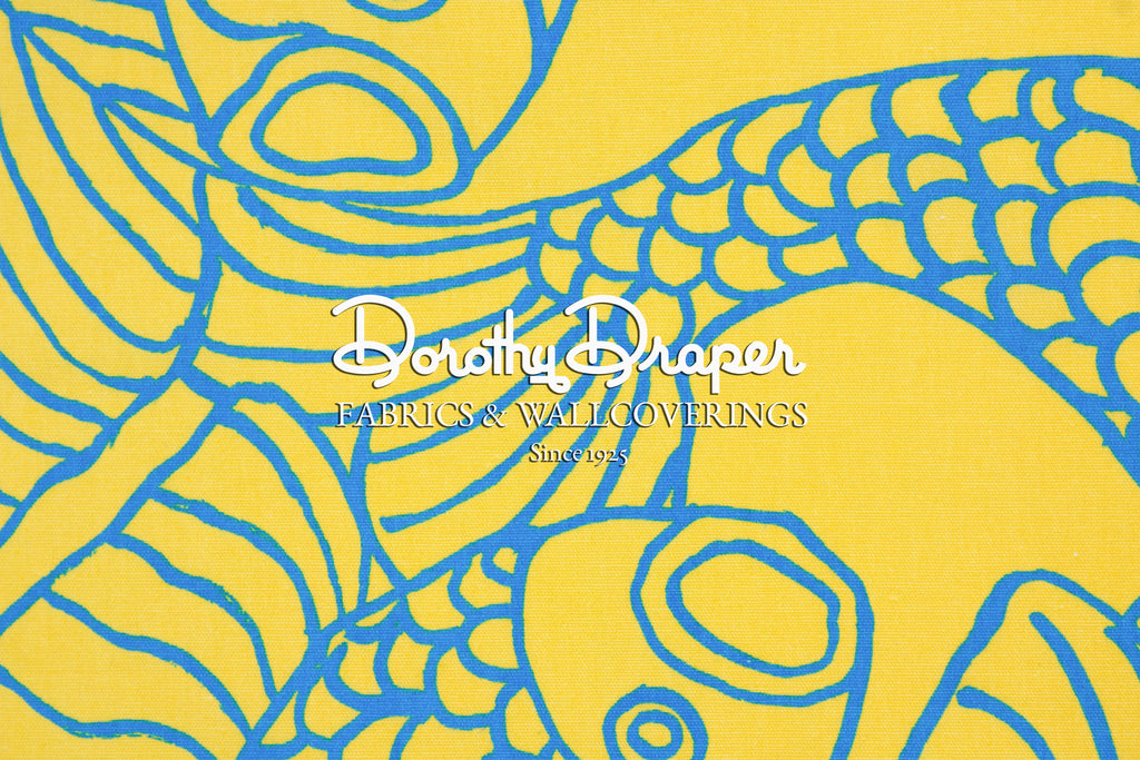 Big Fish Aqua & Yellow Fabric