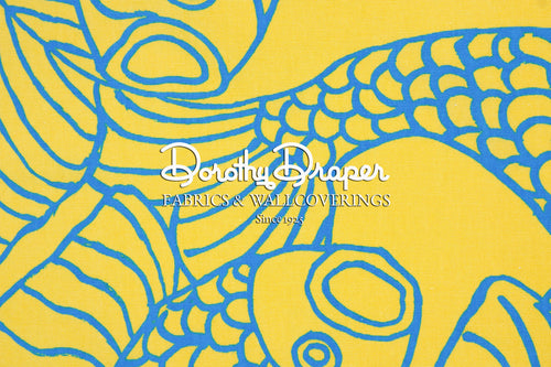 Big Fish Aqua & Yellow Fabric