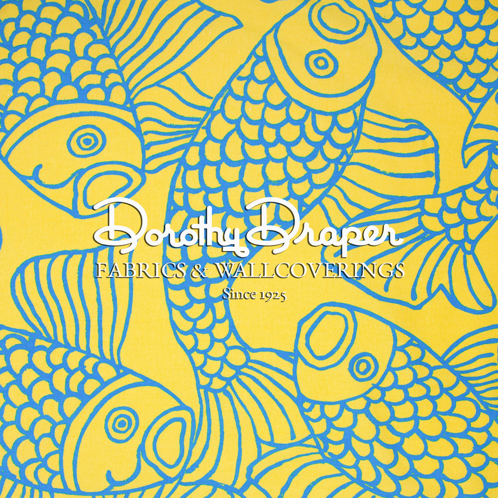 Big Fish Aqua & Yellow Fabric