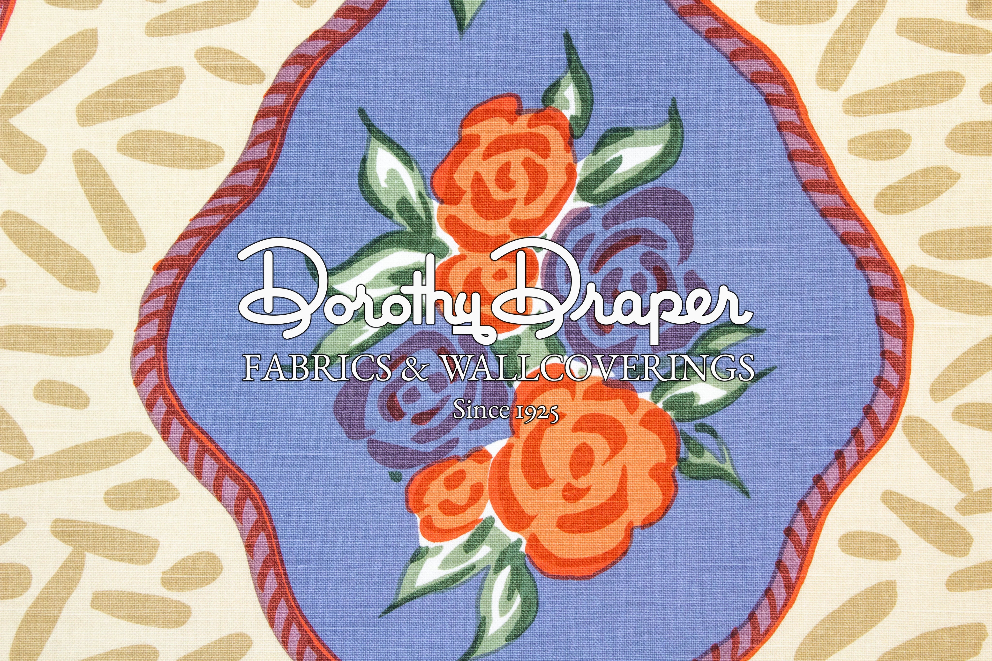 Cote D’ Azur Slate Blue/Peach Fabric