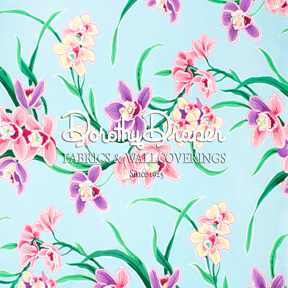 Cymbidium Orchid Aqua Fabric