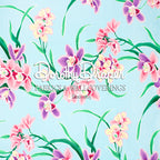 Cymbidium Orchid Aqua Fabric