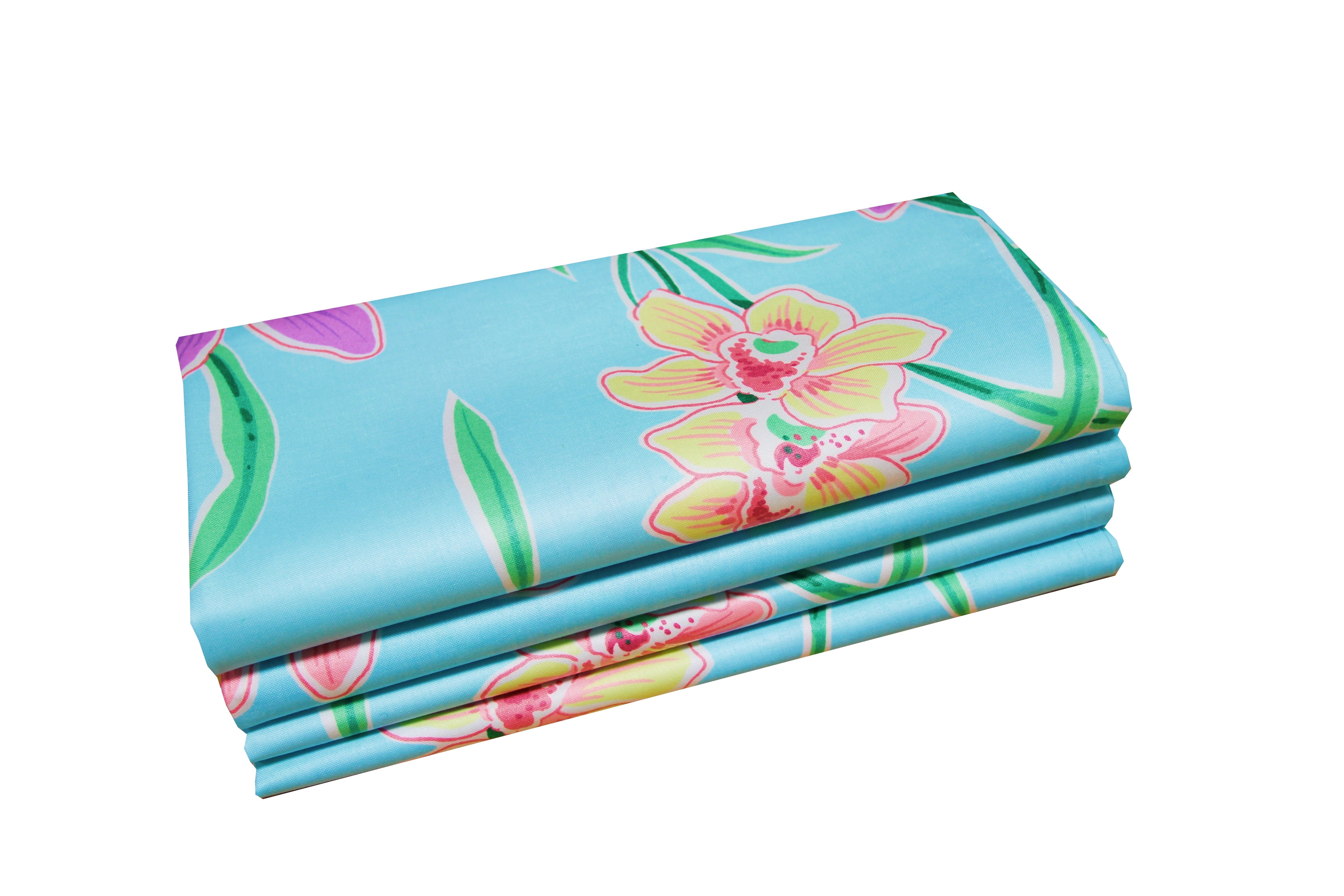 Set of 4 Napkins - Orchid - Aqua - Carleton Varney