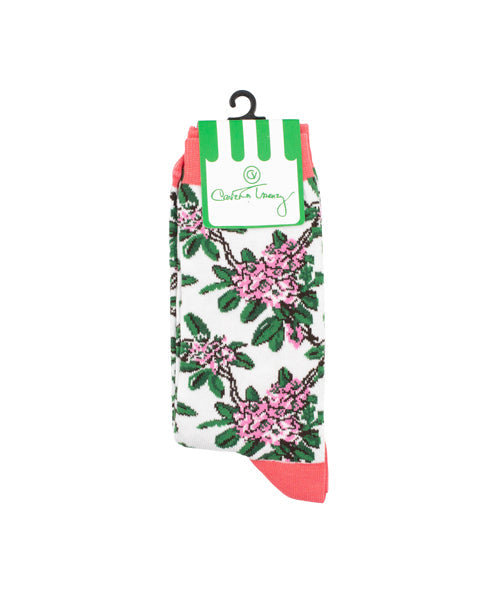 Rhododendron Socks -  White - Purchase Two Pairs and get Free Shipping
