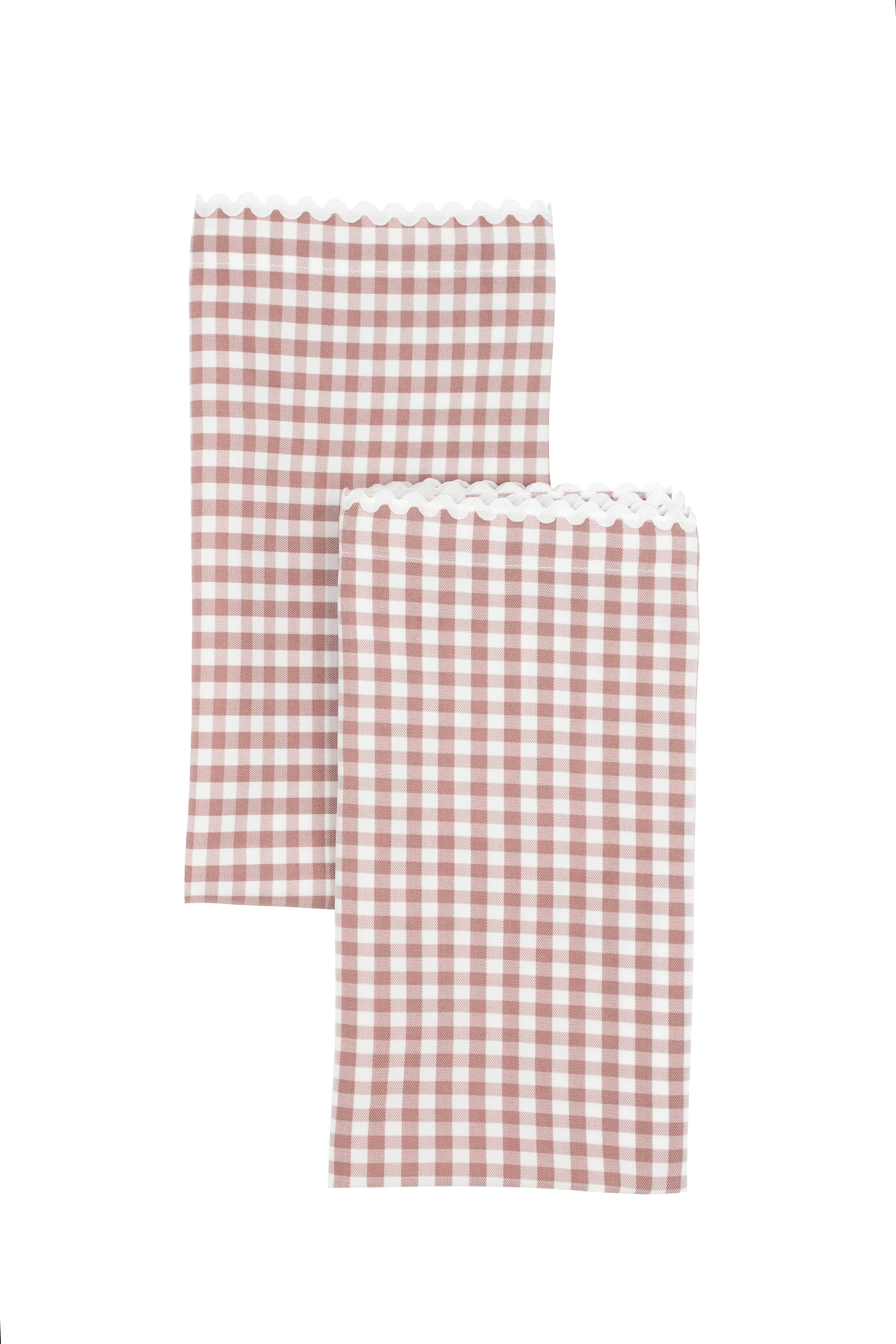 Set of Four Gingham Dinner Napkins ~ Dusty Rose