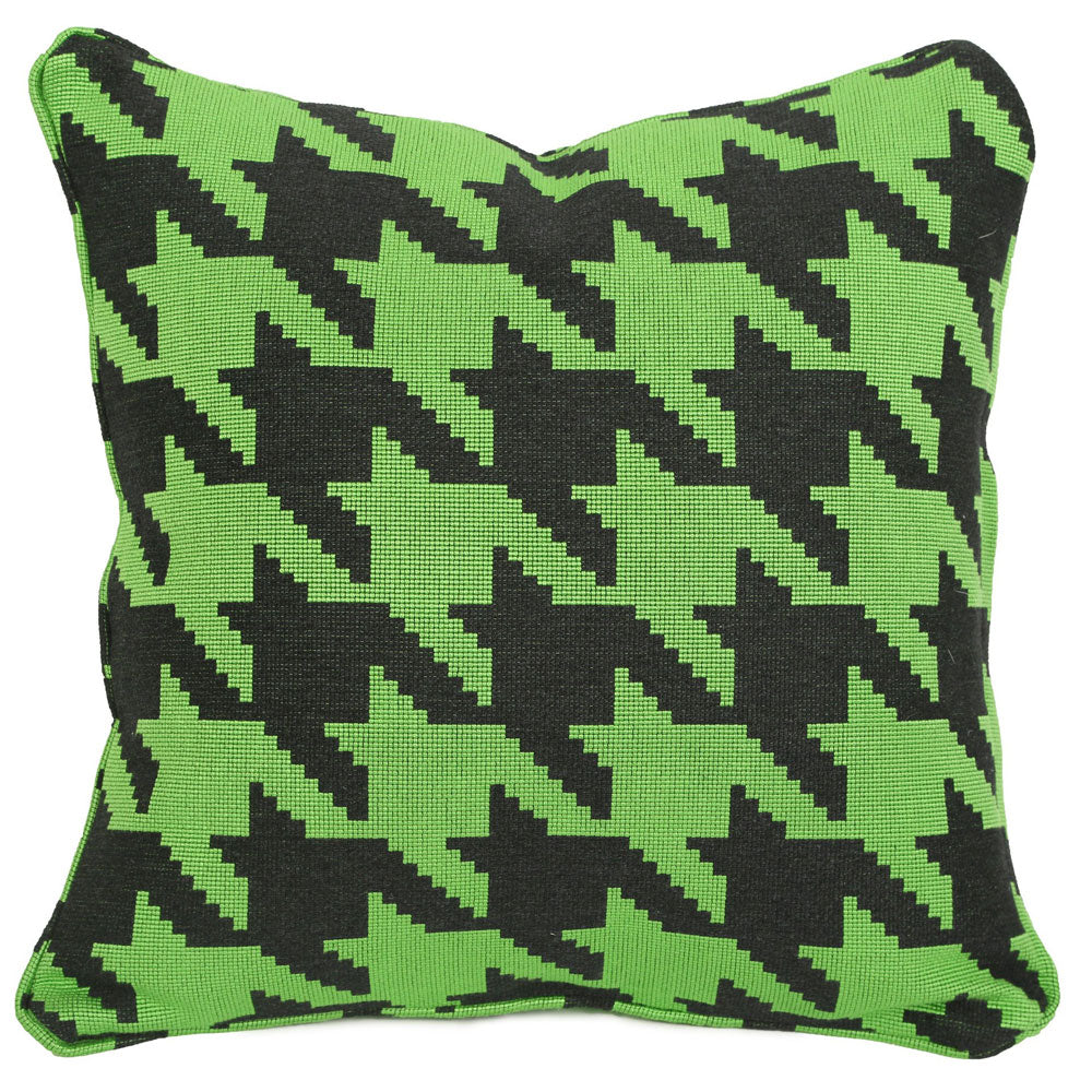 Houndstooth Throw Pillow - Green and Black