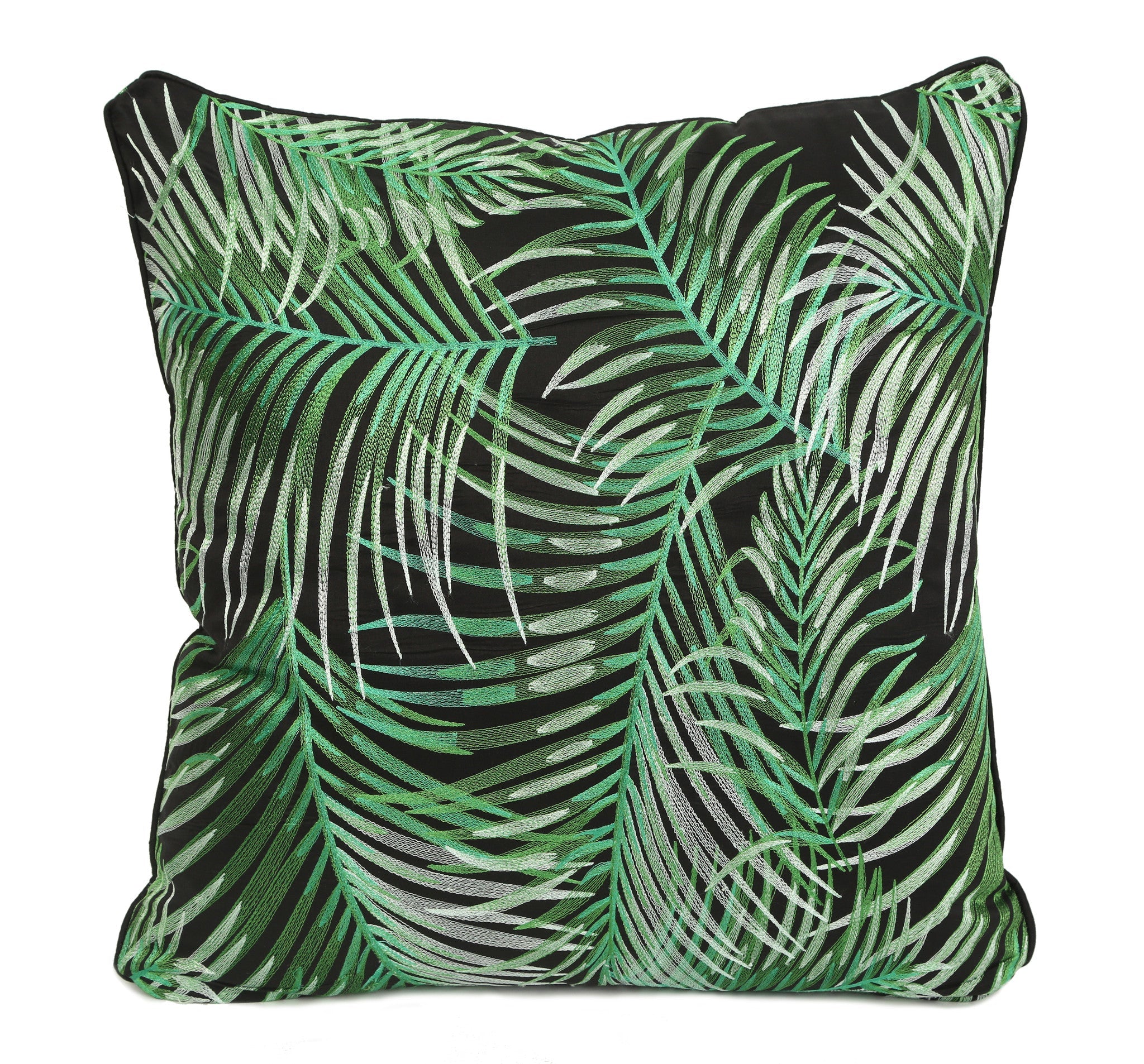 Robellini Silk Embroidered Throw Pillow Cover - Black - Carleton Varney
